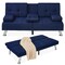 Best Choice Products Modern Linen Convertible Futon Sofa Bed w/ Removable Armrests, Metal Legs, Cupholders